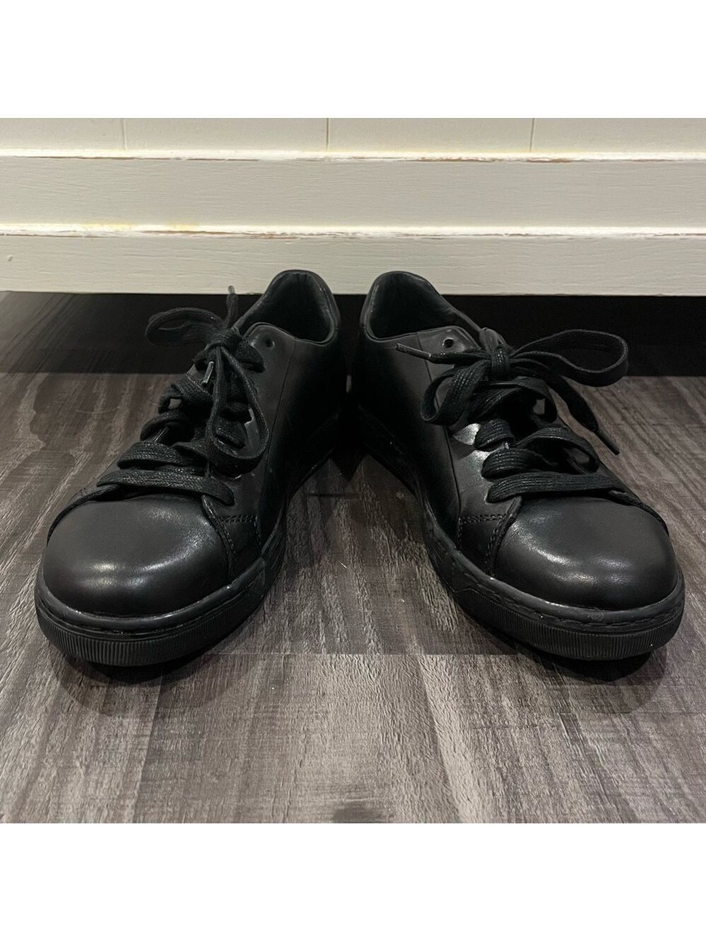 Geox Respira Black Leather Sneakers Womens EU 39 Comfort Walking Shoes